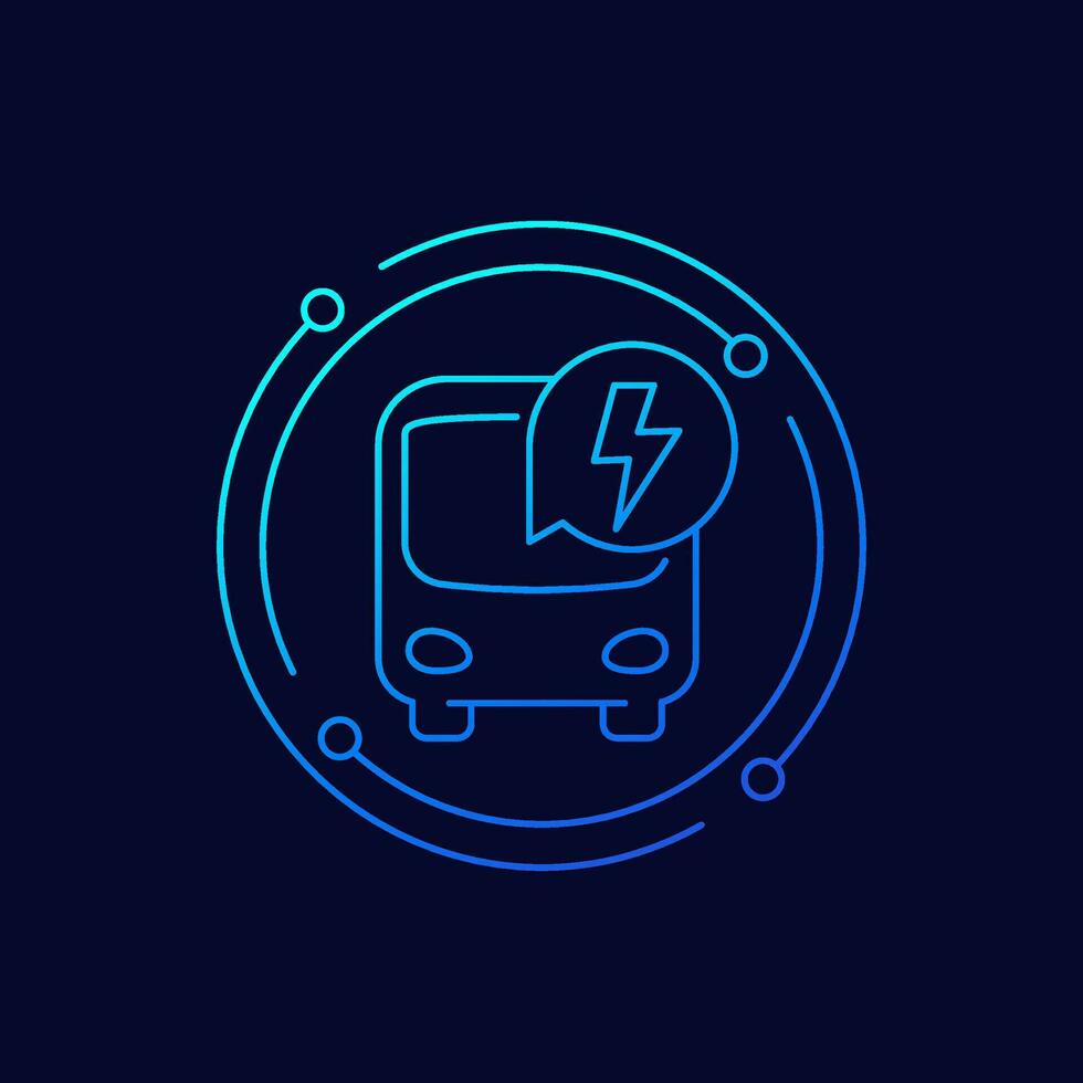 electric bus icon, linear design vector