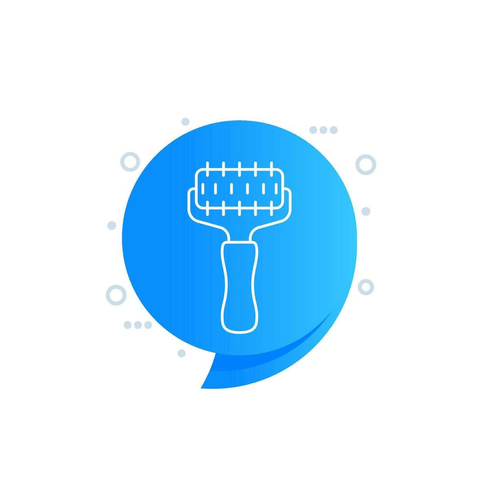 Bee uncapping roller line icon, tool for beekeeping vector