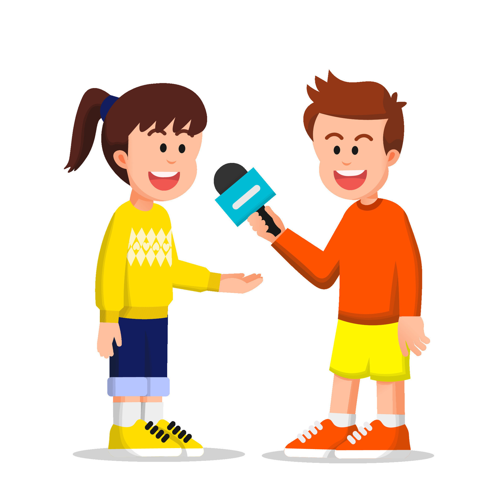 Boy Acting Like A Journalist And Interviewing A Little Girl As A Source boy-acting-like-a-journalist-and-interviewing-a-little-girl-as-a-source