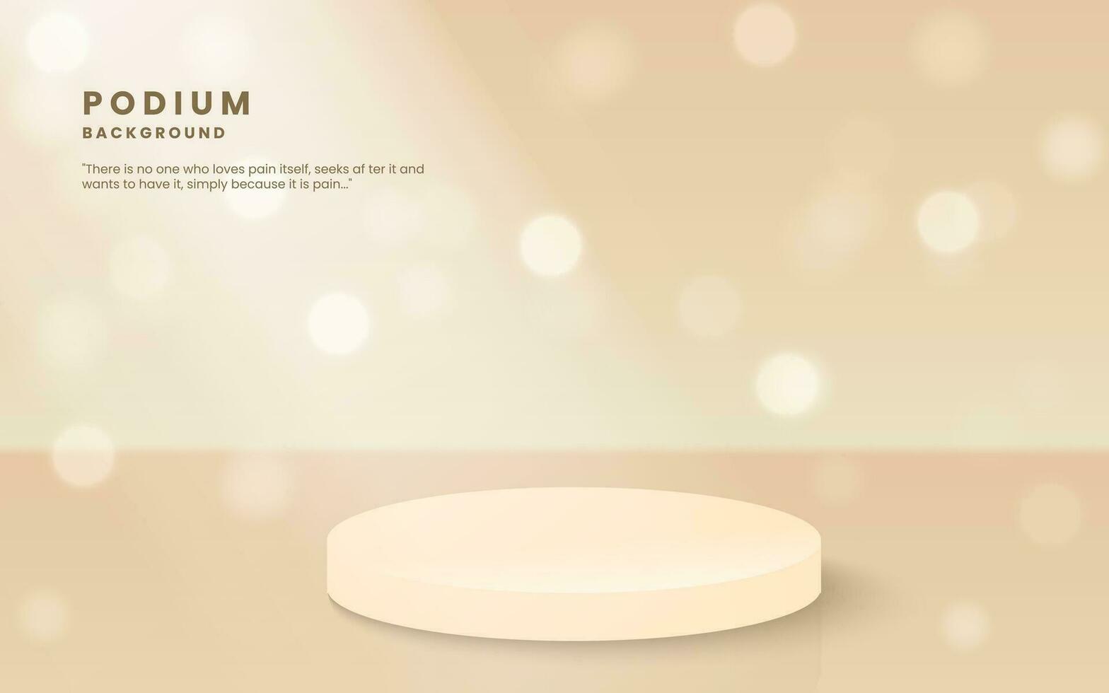 Abstract 3D background, Realistic nude color cylinder pedestal podium. Minimal and bokeh wall scene for mockup product display. Round stage showcase. Illustration vector 10 eps.