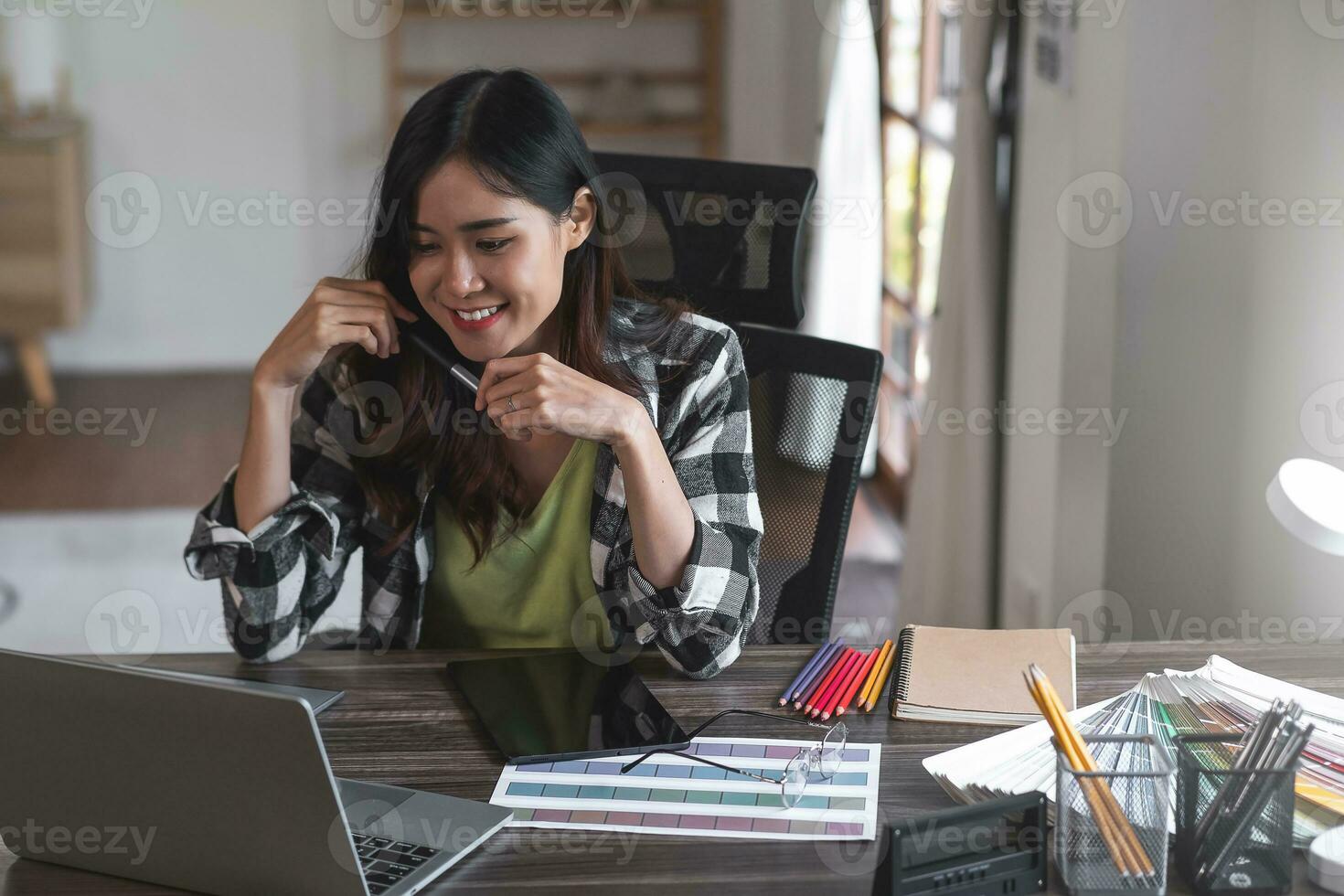 Graphic designer working with tablet for creativity editor ideas designer concept. photo