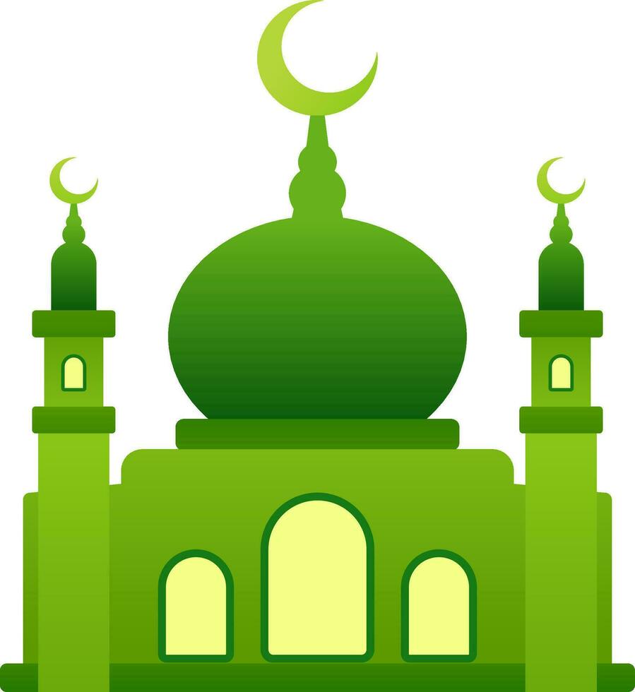 Mosque vector illustration. Shiny mosque icon for sign and symbol of muslim worship place. Mosque gradient icon of islam religion and muslim faith. Place of muslim to pray