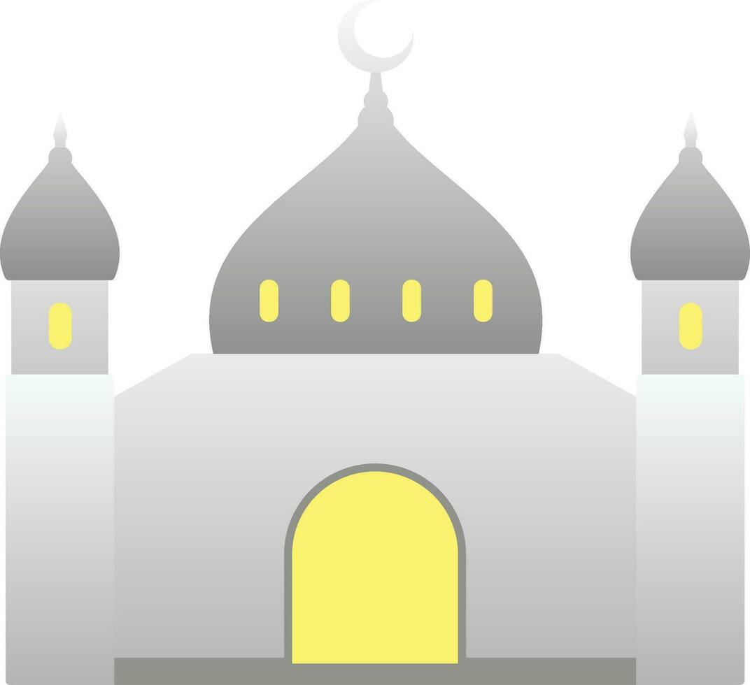 Mosque vector illustration. Shiny mosque icon for sign and symbol of muslim worship place. Mosque gradient icon of islam religion and muslim faith. Place of muslim to pray