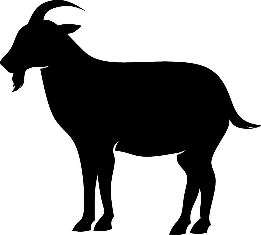 Goat icon vector illustration. Silhouette goat icon for livestock, food, animal and eid al adha event. Graphic resource for qurban design in islam and muslim culture