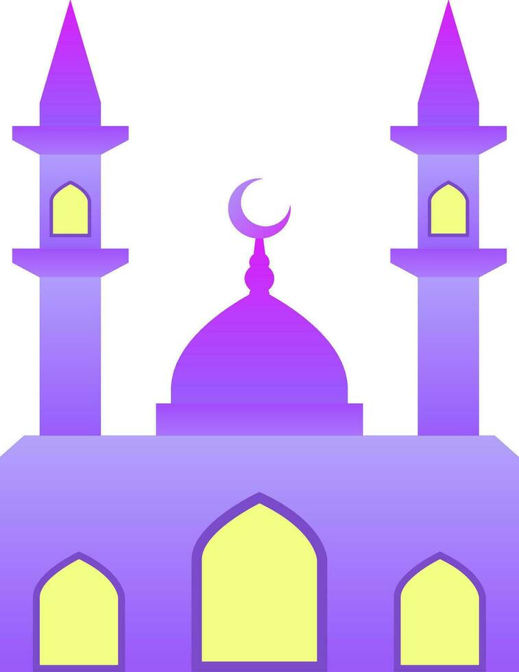 Mosque vector illustration. Shiny mosque icon for sign and symbol of muslim worship place. Mosque gradient icon of islam religion and muslim faith. Place of muslim to pray