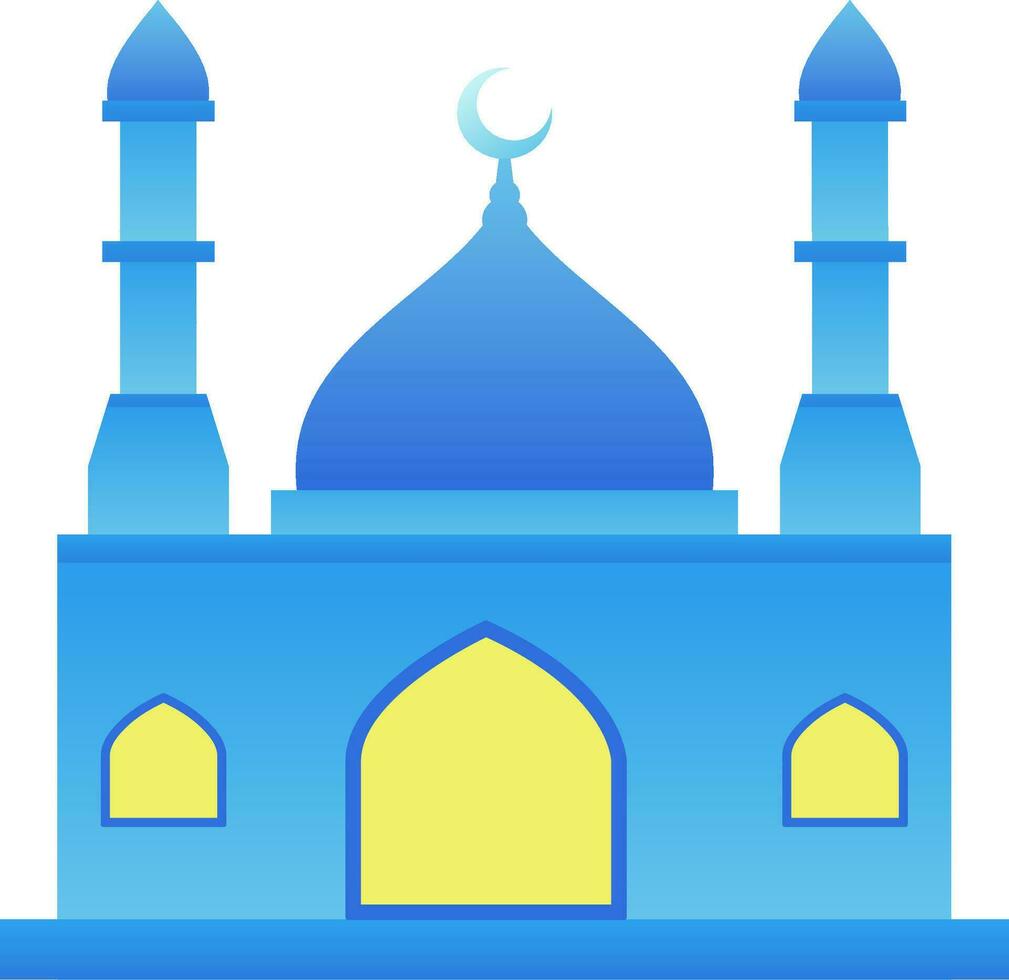 Mosque vector illustration. Shiny mosque icon for sign and symbol of muslim worship place. Mosque gradient icon of islam religion and muslim faith. Place of muslim to pray