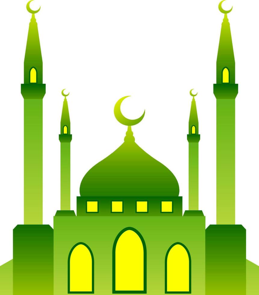 Mosque vector illustration. Shiny mosque icon for sign and symbol of muslim worship place. Mosque gradient icon of islam religion and muslim faith. Place of muslim to pray