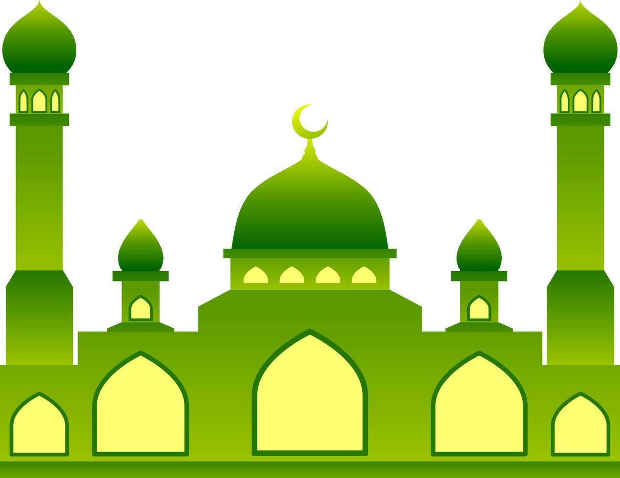 Mosque vector illustration. Shiny mosque icon for sign and symbol of muslim worship place. Mosque gradient icon of islam religion and muslim faith. Place of muslim to pray