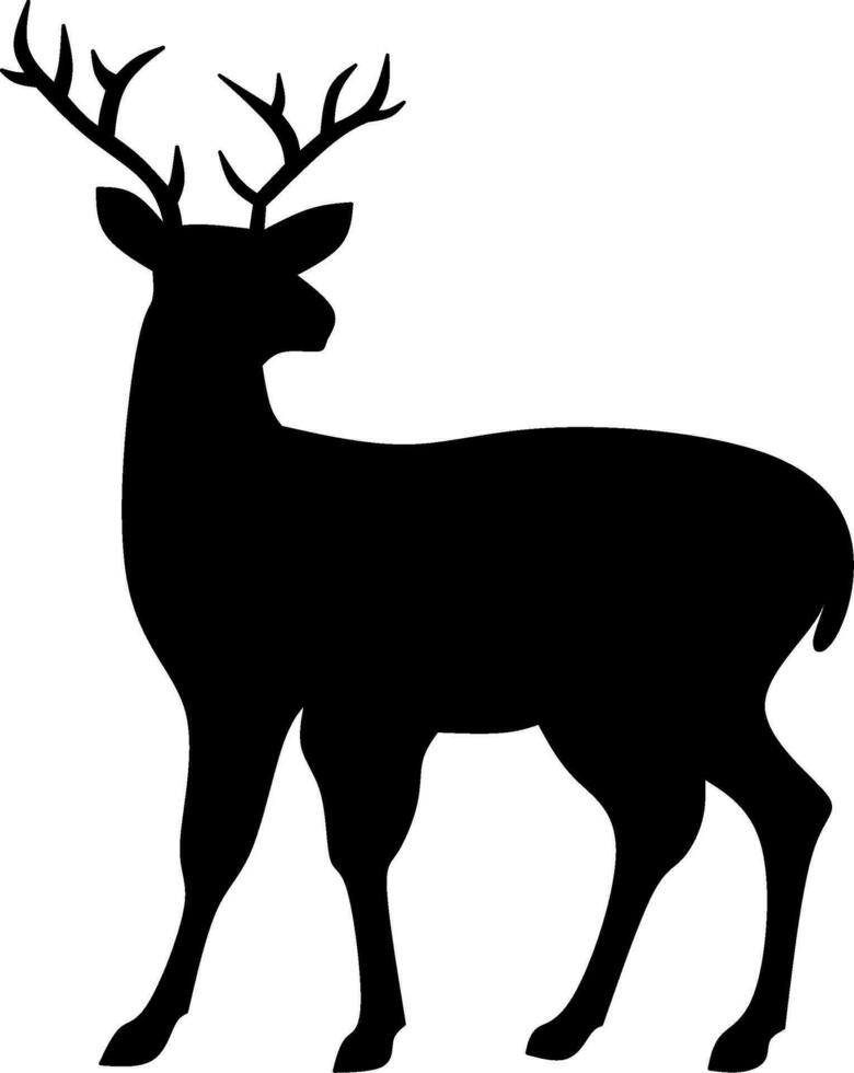 Deer icon vector illustration. Deer silhouette for icon, symbol or sign. Deer symbol for design about animal, wildlife, fauna, zoo, nature, hunt, winter and Christmas