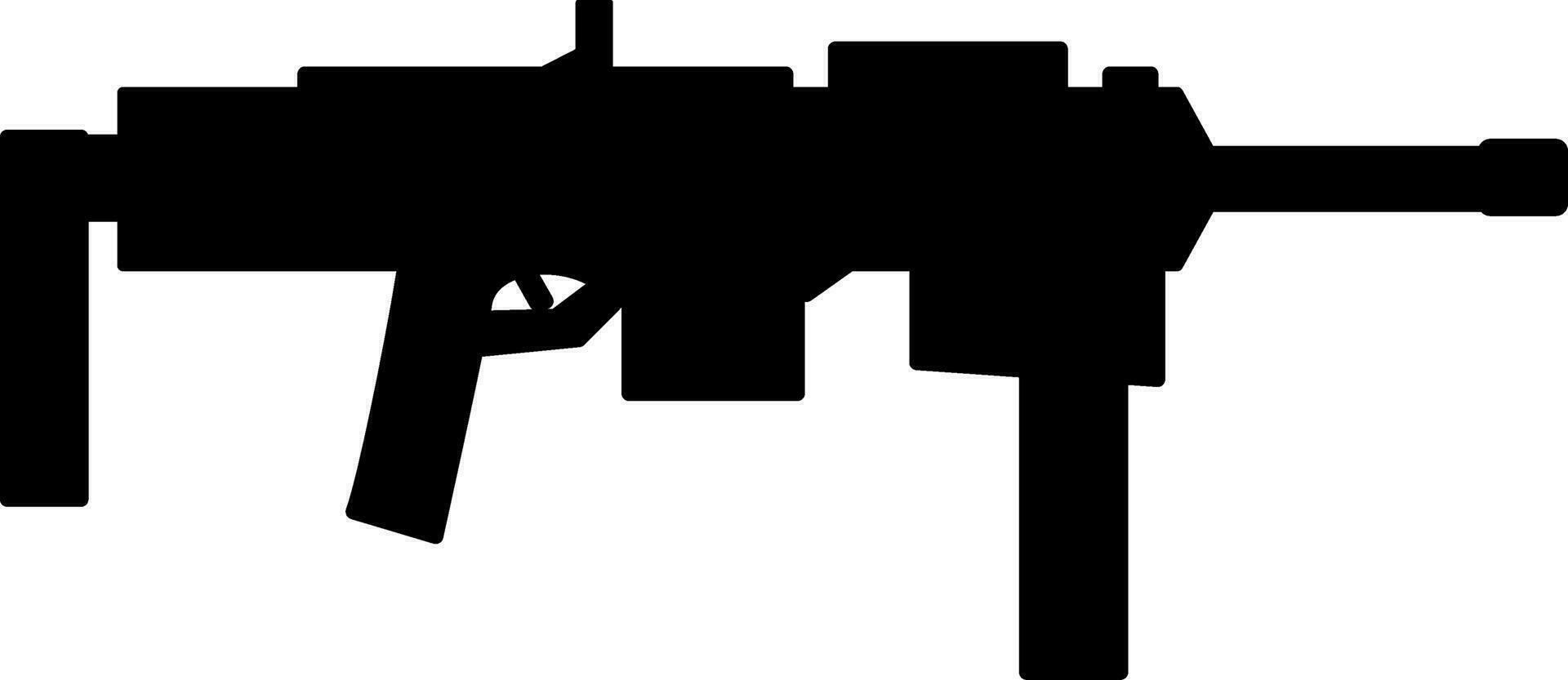 Submachine gun icon vector illustration. Sub machine gun silhouette for icon, symbol or sign. Submachine gun symbol for design about gun, weapon, armament, military, war, battlefield and army