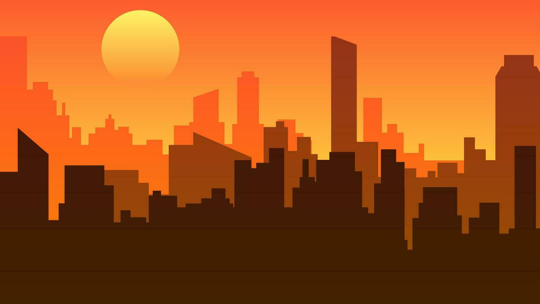 ciudad paisaje vector ilustración. urbano silueta con horizonte edificio y puesta de sol cielo. paisaje urbano silueta paisaje para fondo, fondo de pantalla, monitor o aterrizaje página. vector degradado estilo