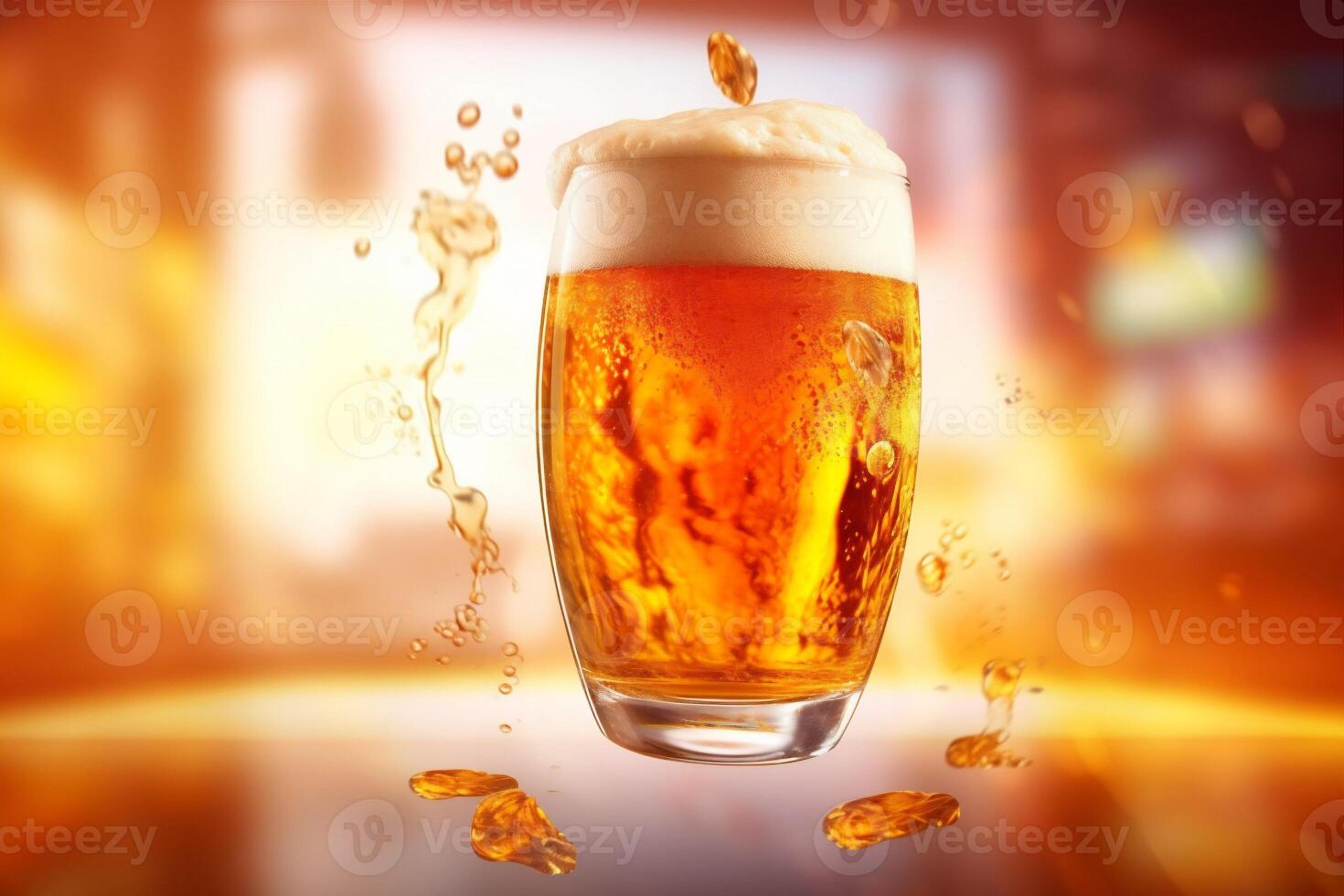 drink object cold splash glass background gradient bubble beer alcohol foam. . photo