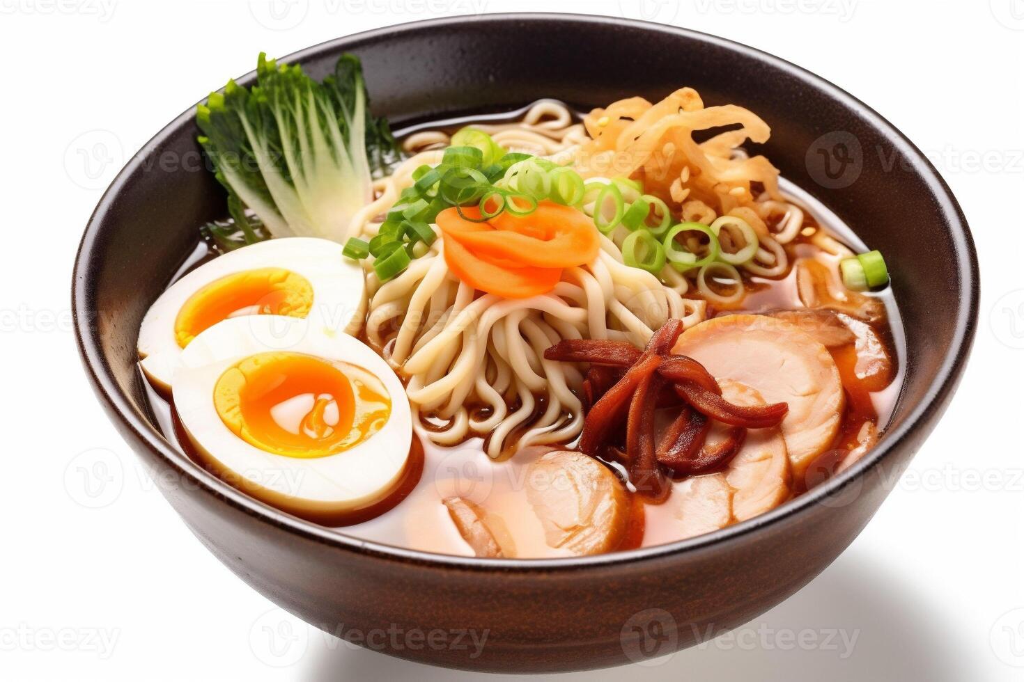 asian soup food meal background japanese white restaurant ramen bowl noodle. . photo