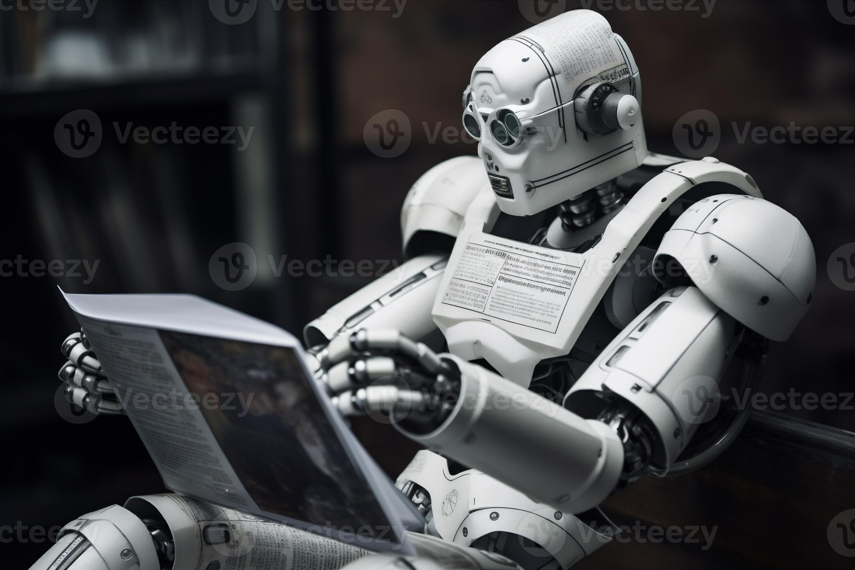 office document paper digital laptop hand technology robot ai