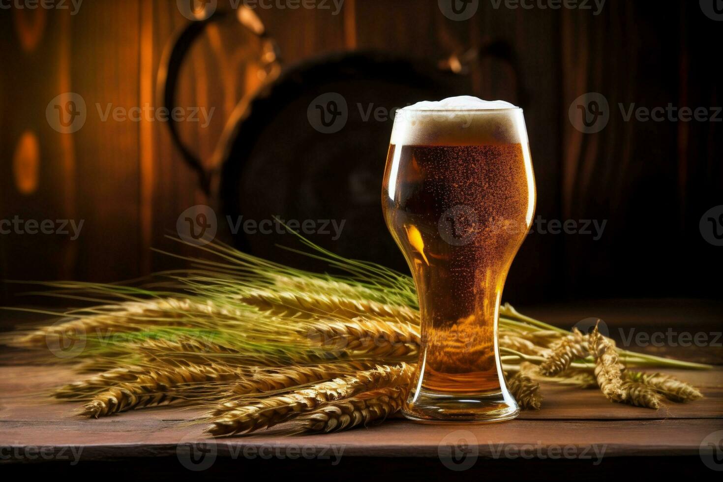 beverage alcohol drink foam lager glass beer pint pub gold. Generative AI. photo