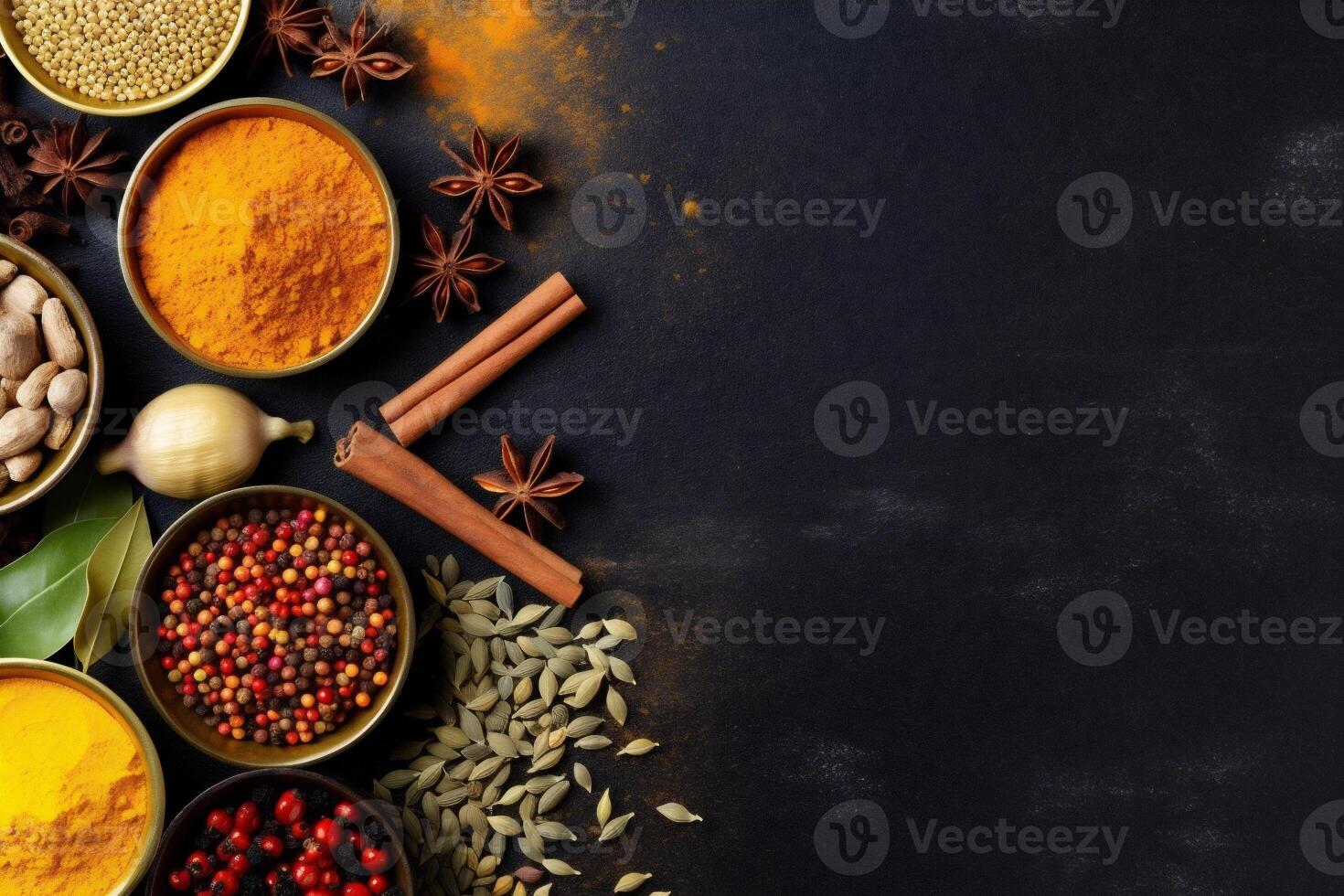 spice herb cooking seasoning powder dry food ingredient wooden background indian. . photo