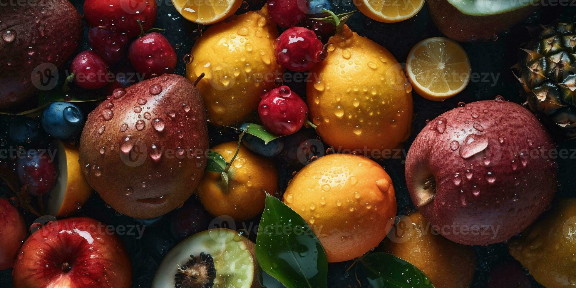 food drop strawberry fruit juicy healthy vitamin water background fresh green. Generative AI. photo