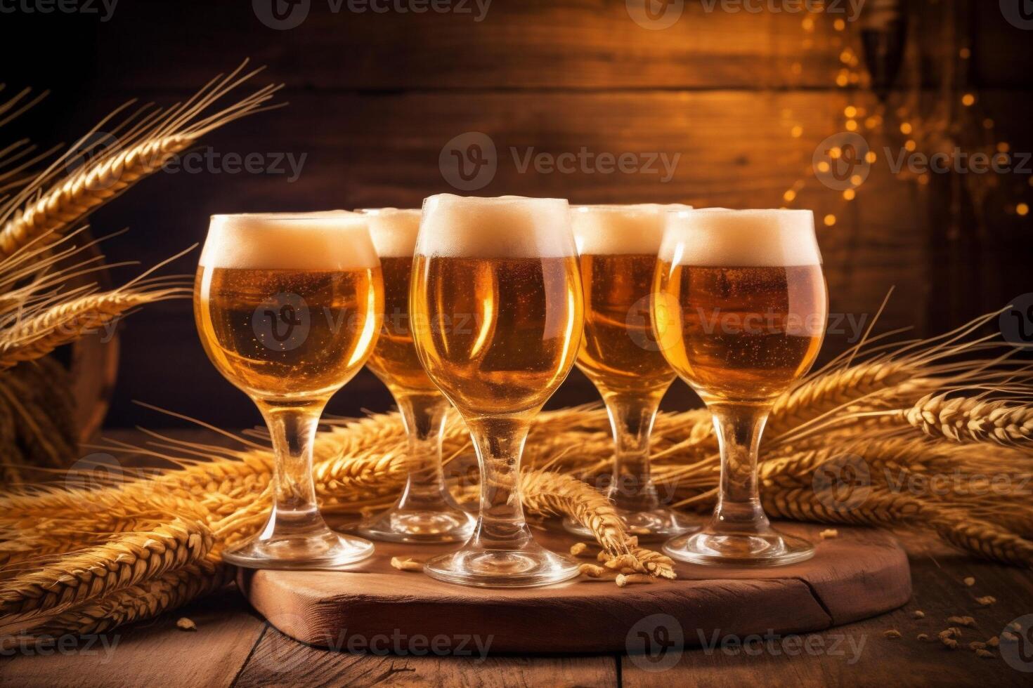 beer glass gold foam pub drink lager pint beverage alcohol. Generative AI. photo