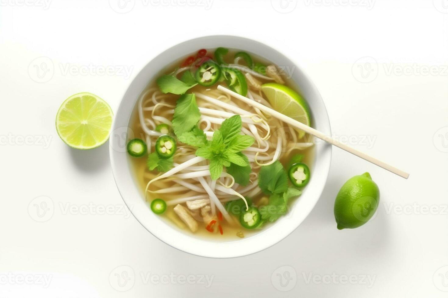 chinese white soup background broth asian bowl traditional dish food noodle. Generative AI. photo