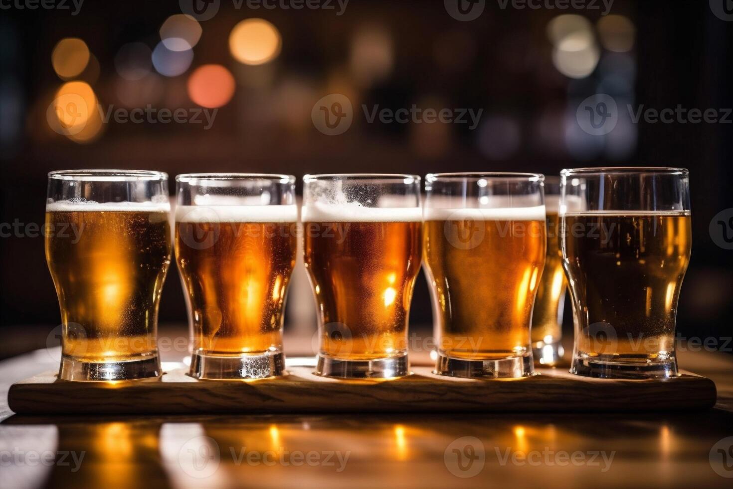 beverage lager pub pint gold beer alcohol foam drink glass. Generative AI. photo