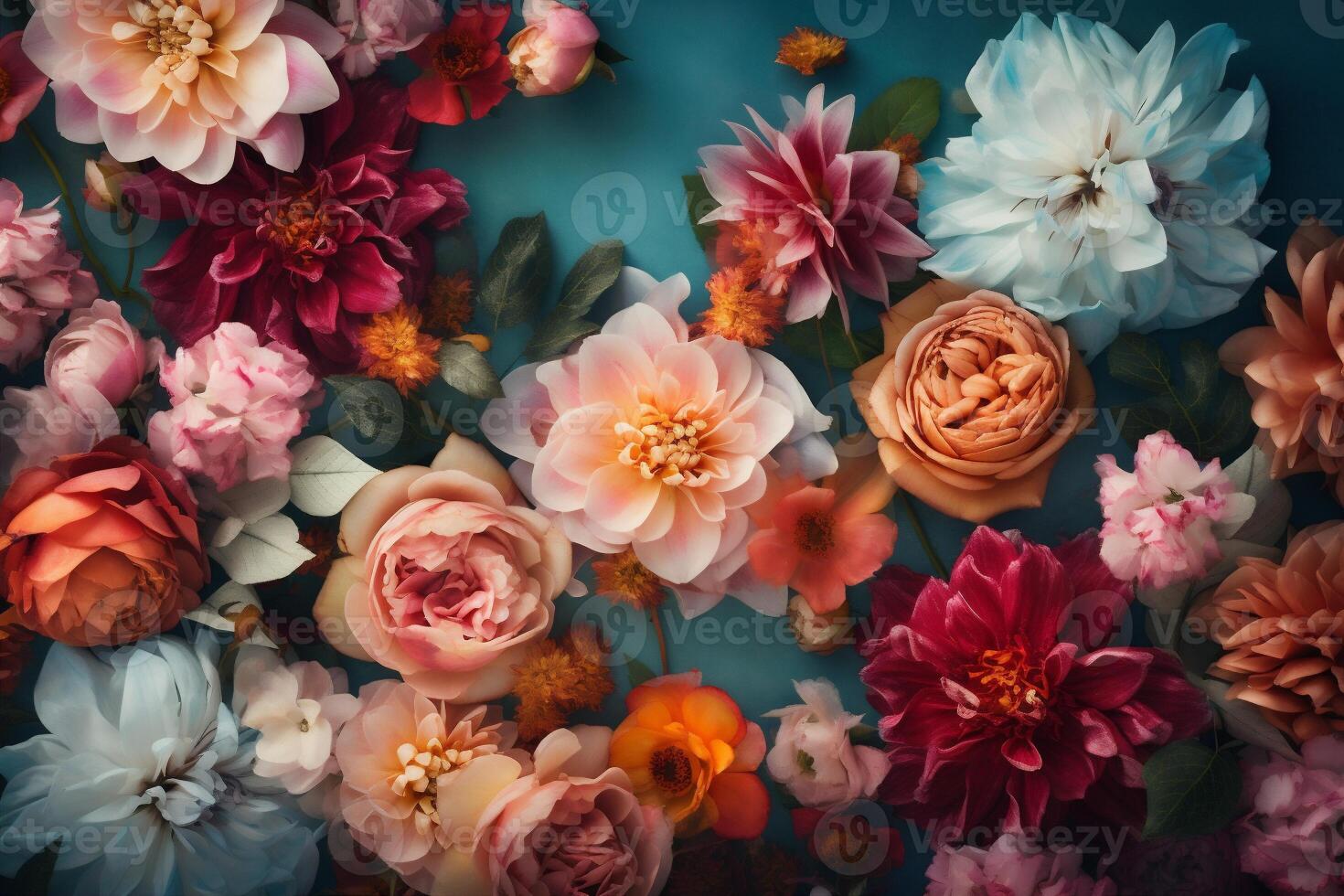 pastel flower blossom spring valentine watercolor peonies design pattern color background. . photo