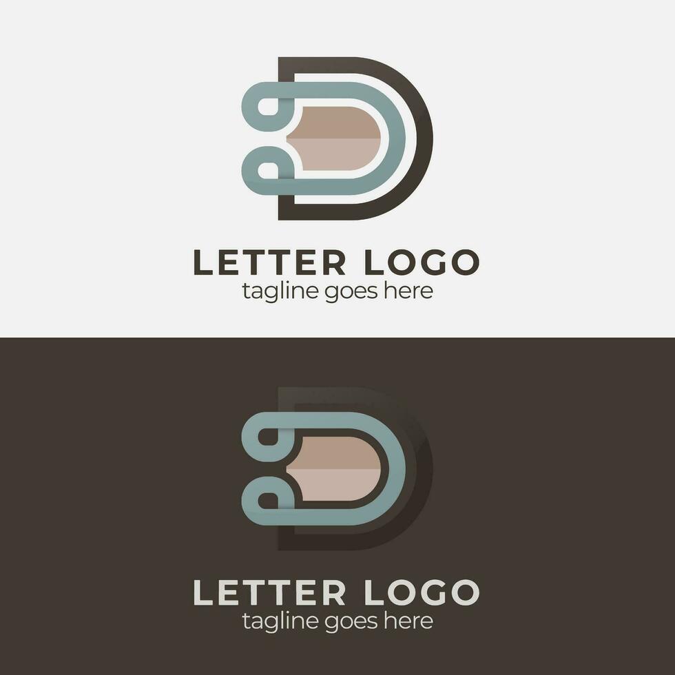 marrón letras doble re logo diseño vector