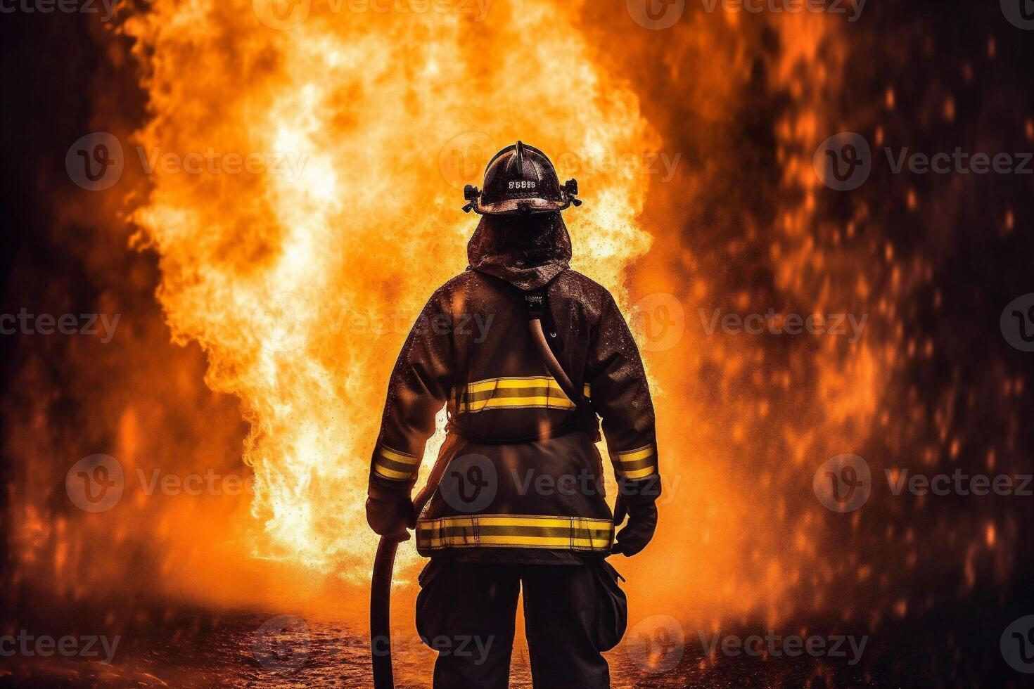 rescue fire smoke safety equipment firefighter fighter uniform emergency fireman. . photo