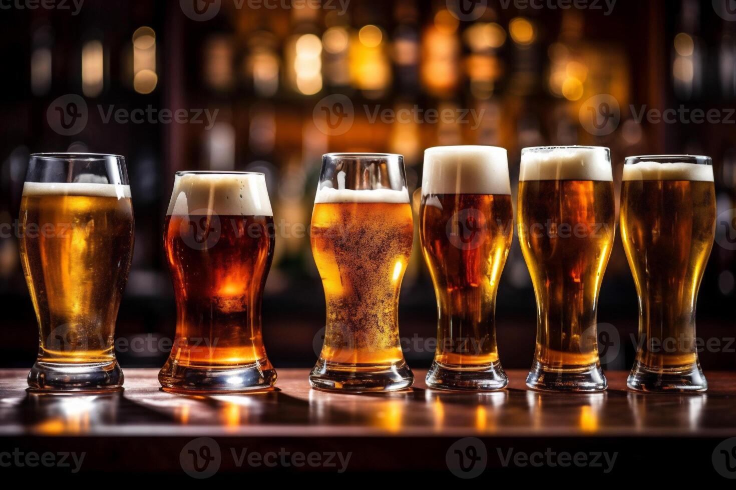 gold drink beer foam glass beverage alcohol pint lager pub. Generative AI. photo