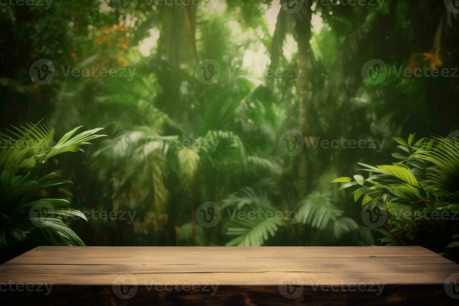 green up leaf color podium palm mock design platform space wooden. Generative AI. photo