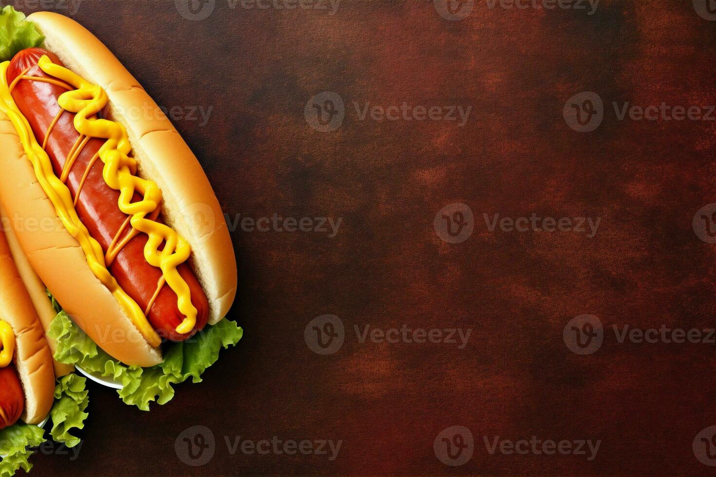 dog bread meat sauce food background fast ketchup hot sausage american. Generative AI. photo