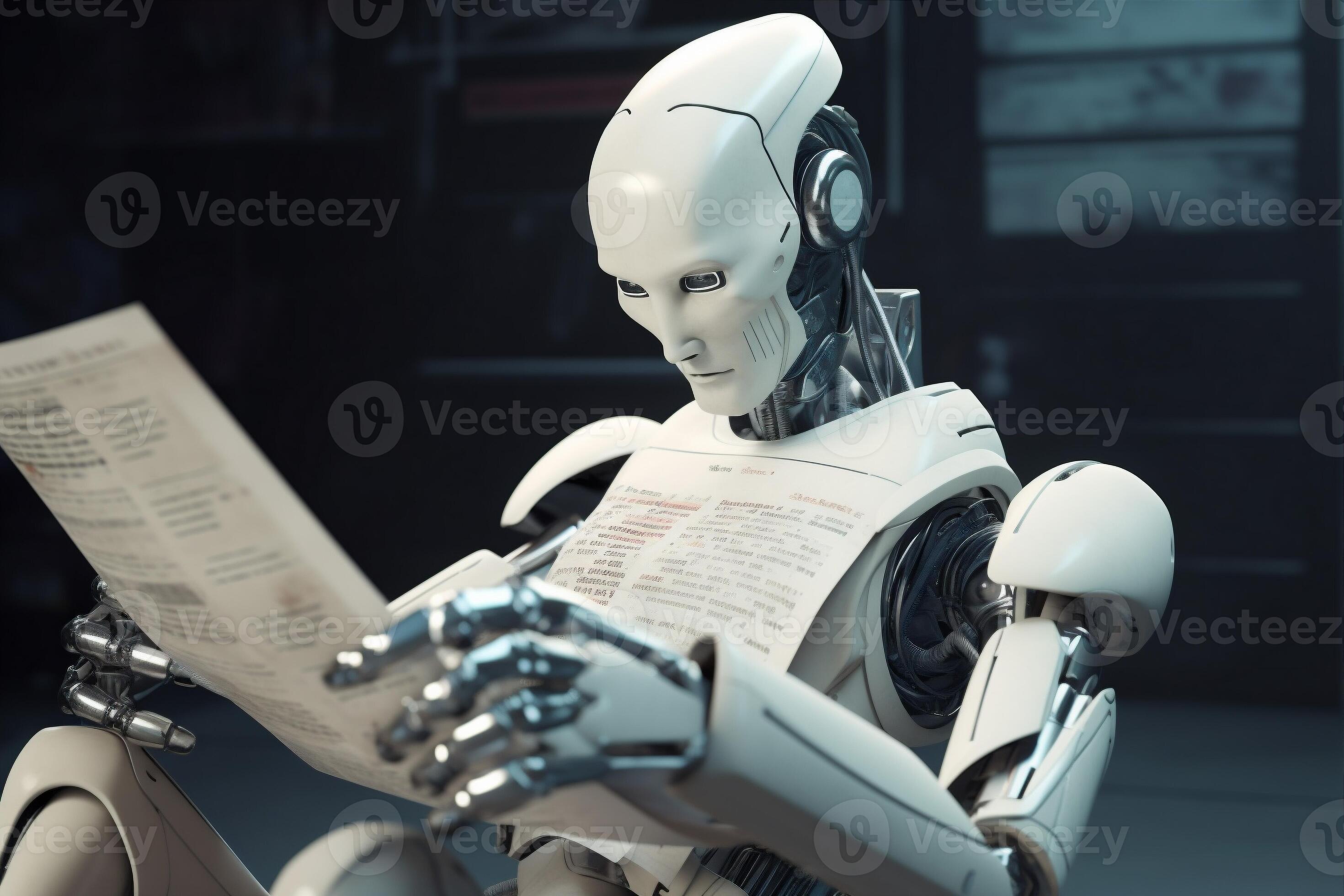 laptop document technology artificial robot ai office hand digital