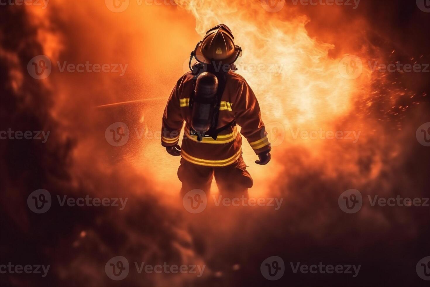 fire emergency fighter equipment firefighter safety rescue fireman uniform smoke. . photo