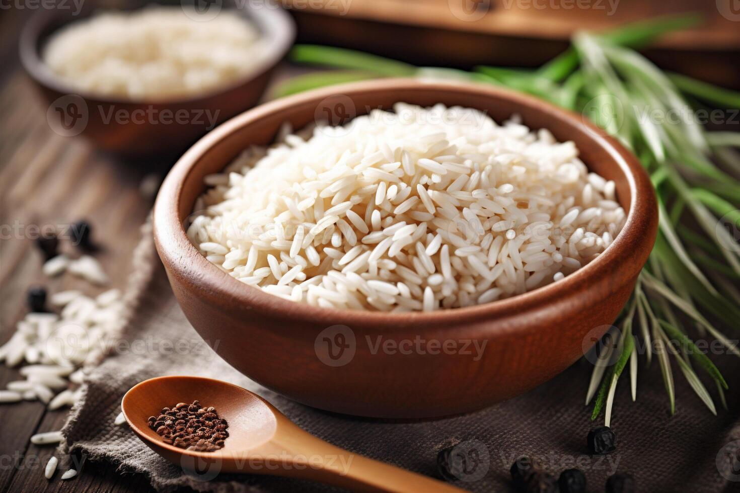 asian food white healthy organic vegetarian diet meal rice grain. Generative AI. photo