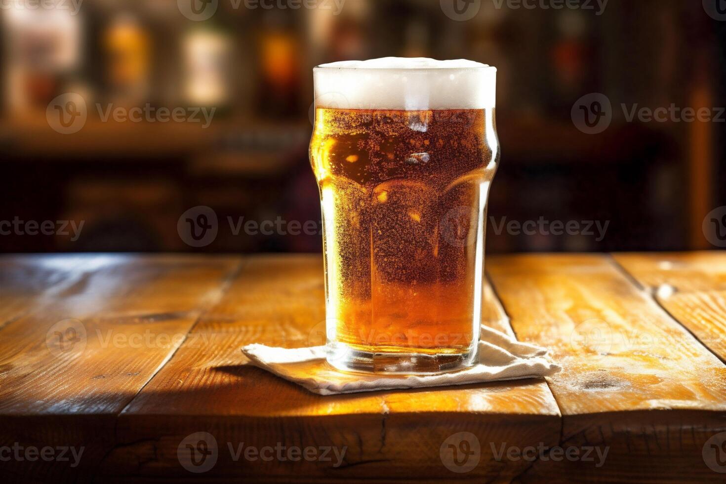 lager glass pub beverage drink alcohol beer pint gold foam. Generative AI. photo