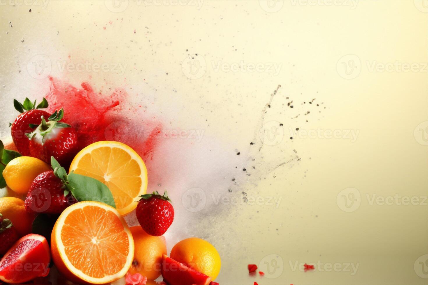 apple grape fruit isolated orange smoke ice background juice food hookah. Generative AI. photo