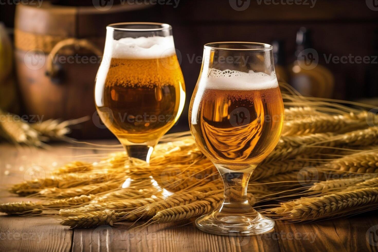 glass alcohol pint beer pub lager beverage drink foam gold. Generative AI. photo