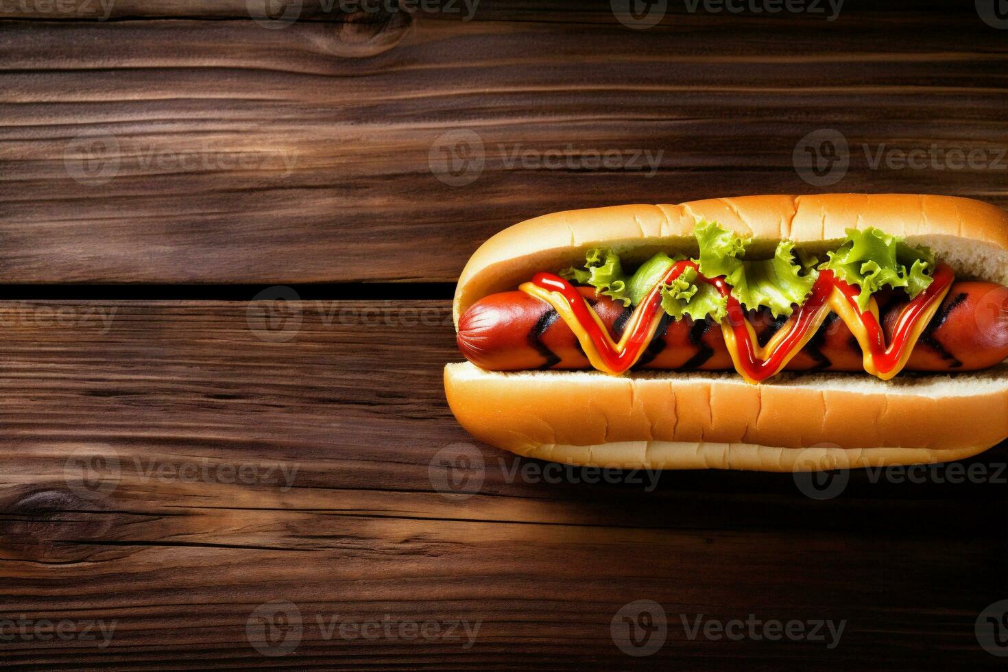 food dog background meat sauce fast american bread dark hot sausage. Generative AI. photo