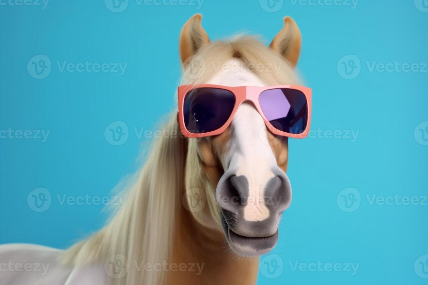sunglasses smile funny goggles humor portrait animal colourful horse background fun. . photo