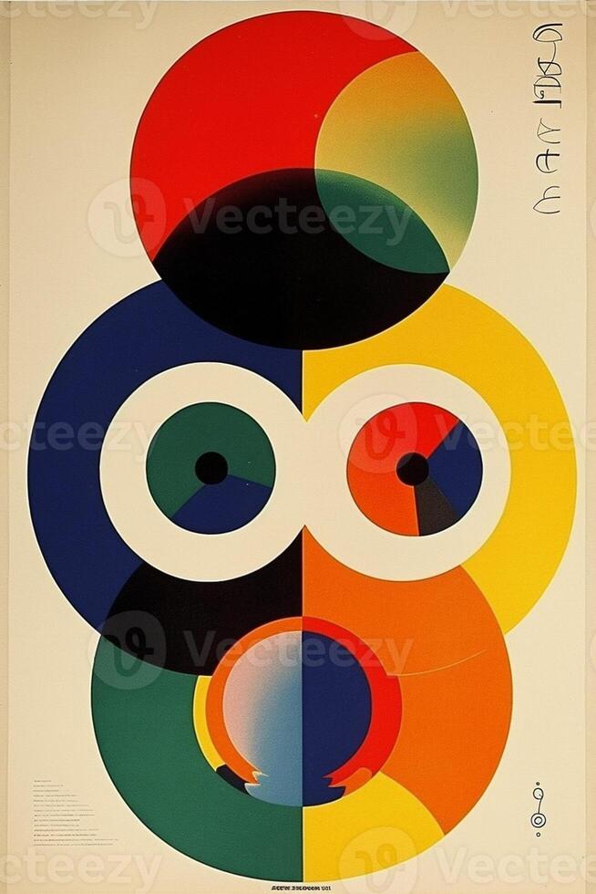 rojo circulo ojo resumen ilustración Clásico diseño retro póster Arte. generativo ai. foto