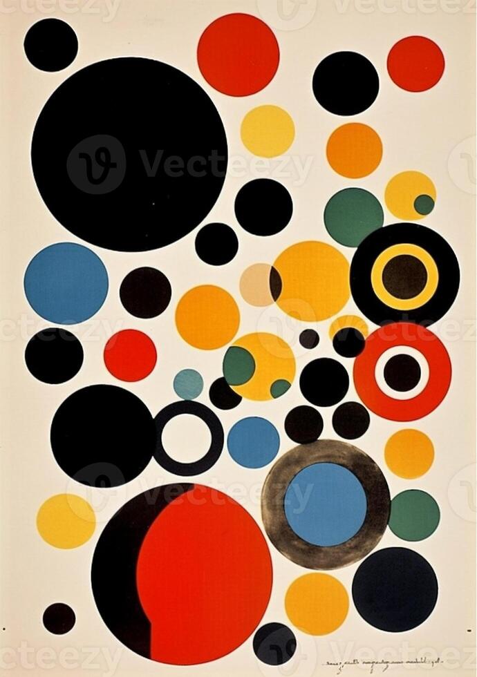 art vintage poster circle retro design illustration abstract red eye. . photo