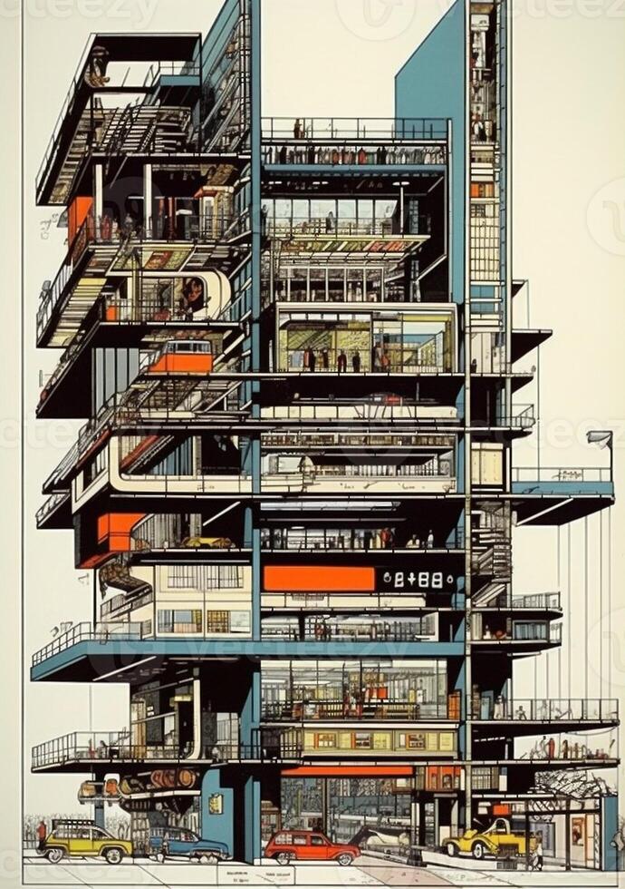 high-rise business tower downtown architecture skyscraper design sketch urban building. . photo