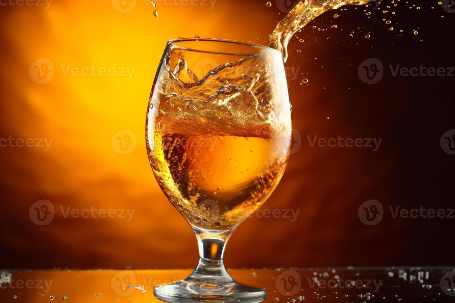background glass drink bubble beer refreshment gradient cold foam splash alcohol. . photo