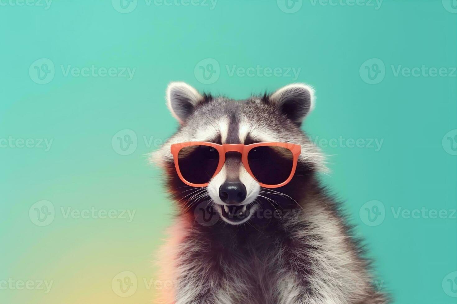 music raccoon background ai young glasses pet party animal fun portrait. Generative AI. photo