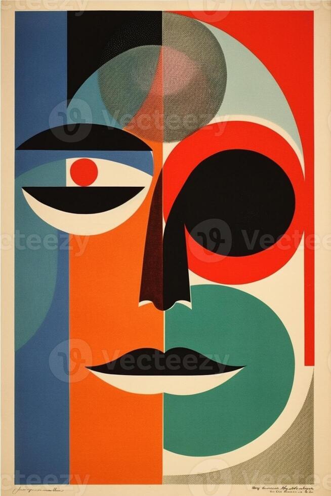 vintage design circle abstract red poster illustration retro art eye. . photo