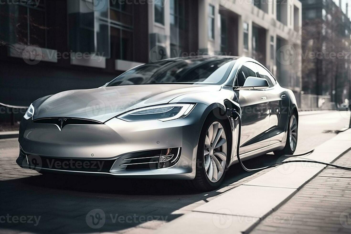 electricity electric technology transportation battery energy automobile car power city. Generative AI. photo