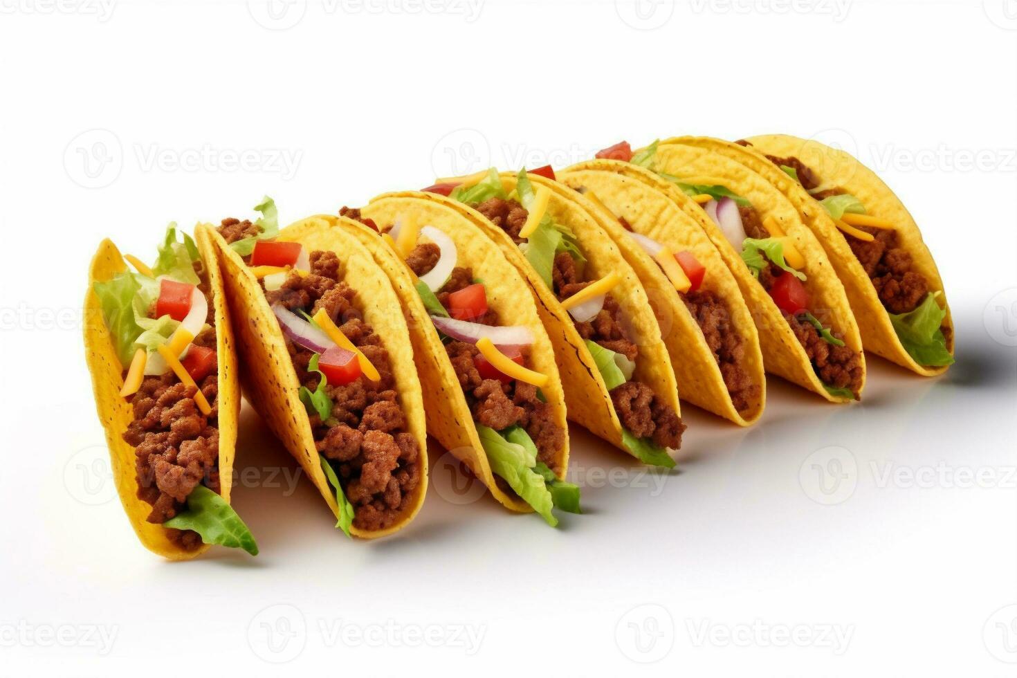 beef food white tortilla taco tomato meat mexican isolated white vegetable on. Generative AI. photo
