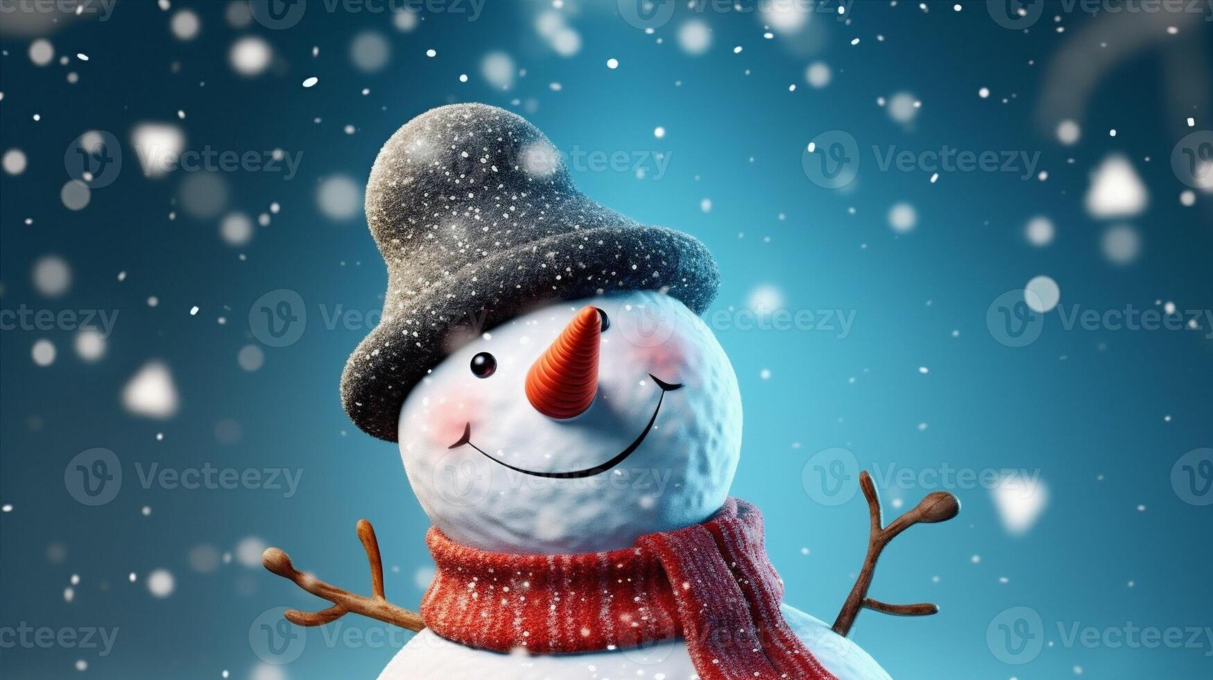 year winter snowman season white background snowfall happy celebration snow new christmas. Generative AI. photo