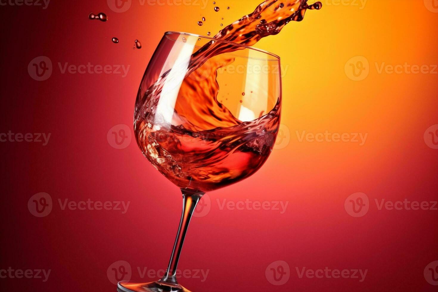 alcohol closeup background drink liquid epicure party gradient red glass wine. Generative AI. photo