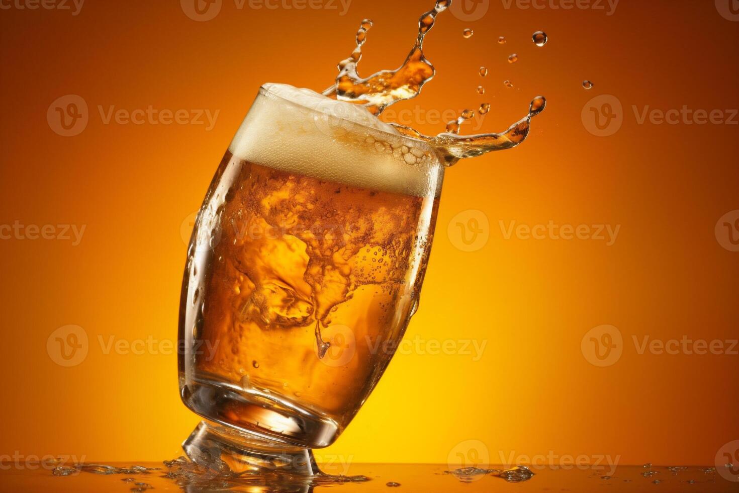 bubble glass background gradient pint drink cold foam splash beer alcohol. Generative AI. photo