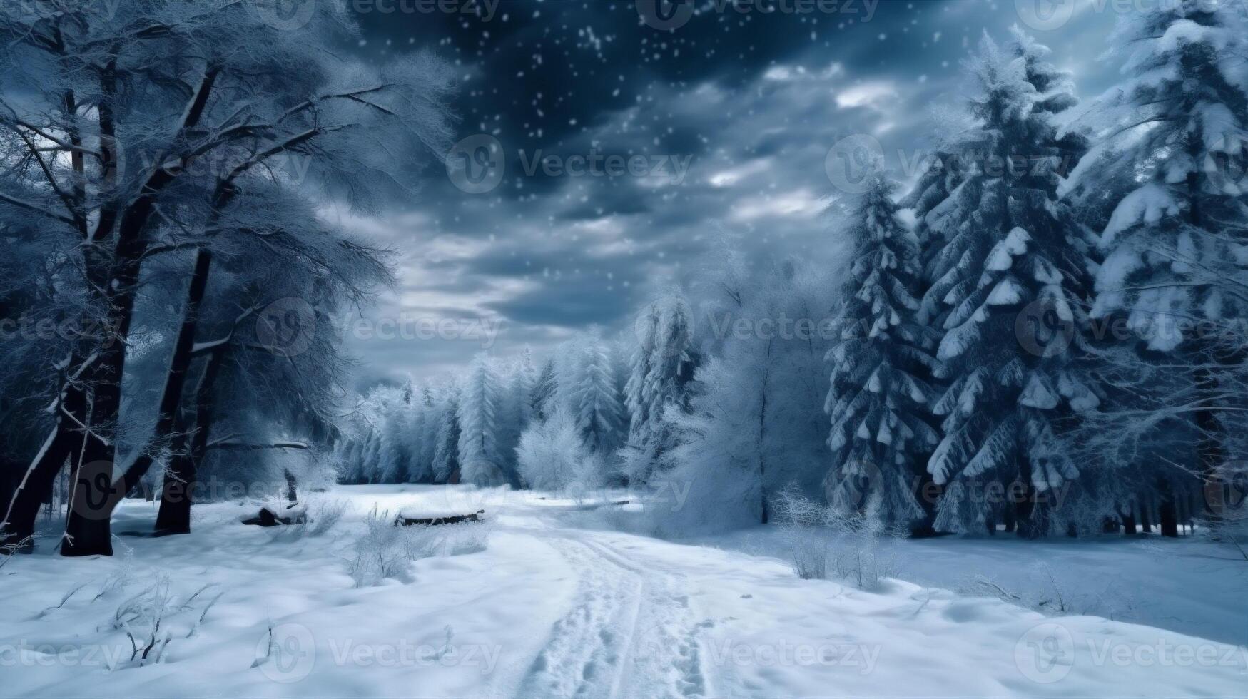 fir background snow snowflake sky holiday tree new white christmas year winter. . photo